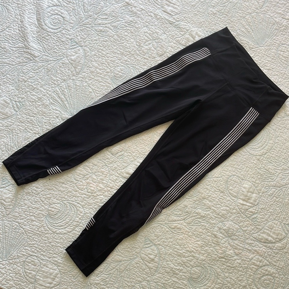 Nanette Lepore Black Leggings with White Stripes